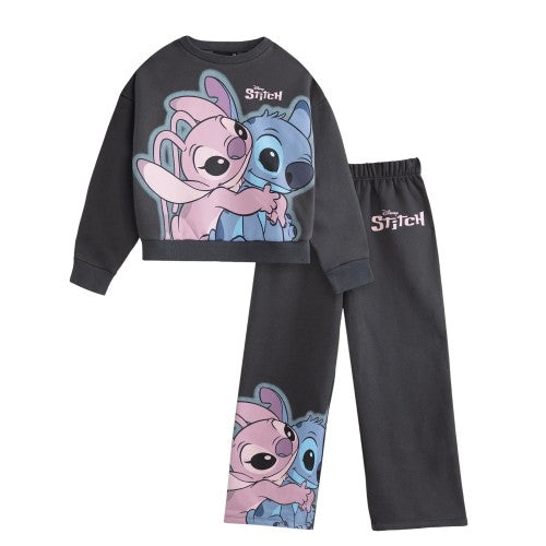 Front - Lilo & Stitch Girls Angel Sweatshirt & Jogging Bottoms Set