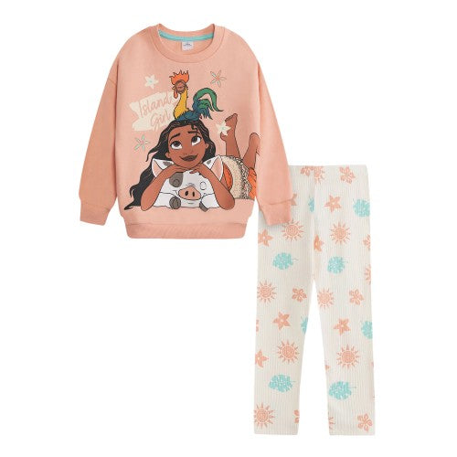 Front - Moana Girls Sweatshirt & Jogging Bottoms Set
