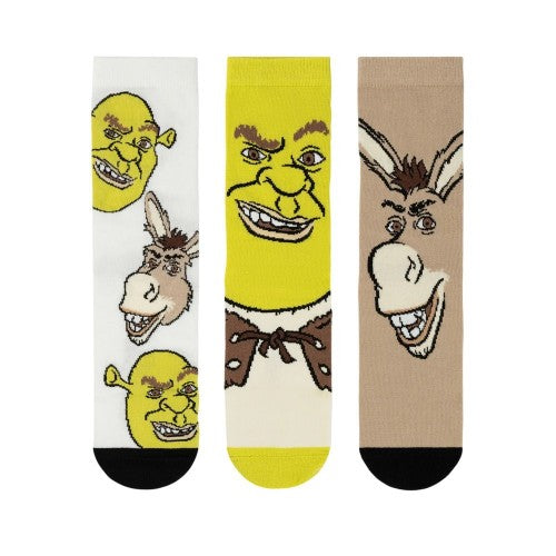 Front - Shrek Unisex Adult Assorted Designs Calf-Length Socks (Pack of 3)