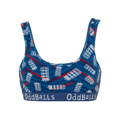 Front - OddBalls Womens/Ladies ODI Inspired England Cricket Bralette