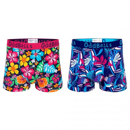 Front - OddBalls Mens Tropical Boxer Shorts (Pack Of 2)