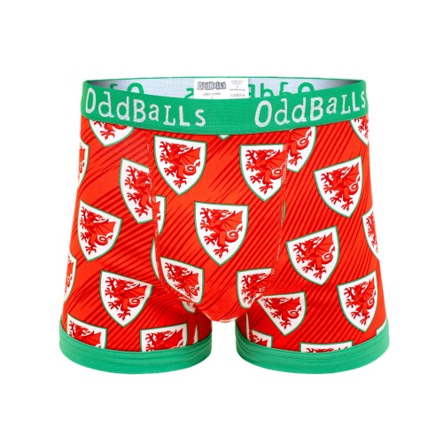 Front - OddBalls Mens Home FA Wales Boxer Shorts