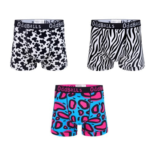 Front - OddBalls Mens Animal Print Boxer Shorts (Pack of 3)