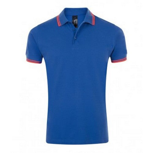 Front - SOLS Mens Pasadena Tipped Short Sleeve Pique Polo Shirt