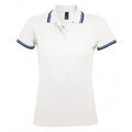 Front - SOLS Womens/Ladies Pasadena Tipped Short Sleeve Pique Polo Shirt