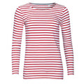 Front - SOLS Womens/Ladies Marine Long Sleeve Stripe T-Shirt