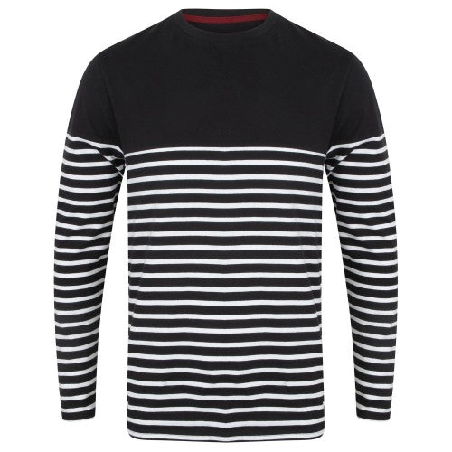 Front - Front Row Mens Long Sleeve Breton Stripe T-Shirt