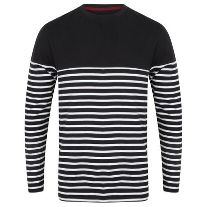 Front - Front Row Mens Long Sleeve Breton Stripe T-Shirt
