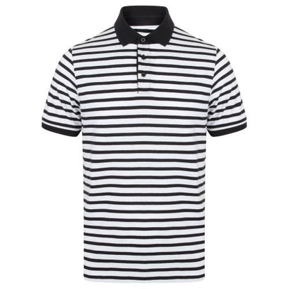 Front - Front Row Mens Striped Jersey Polo Shirt