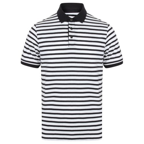 Front - Front Row Mens Striped Jersey Polo Shirt