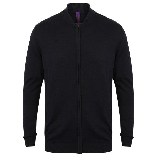Front - Henbury Unisex Knitted Bomber Jacket