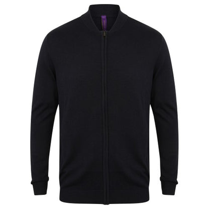 Front - Henbury Unisex Knitted Bomber Jacket