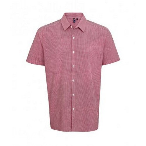 Front - Premier Mens Gingham Short Sleeve Shirt