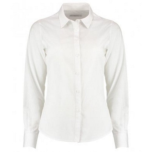 Front - Kustom Kit Womens/Ladies Long Sleeve Tailored Poplin Shirt