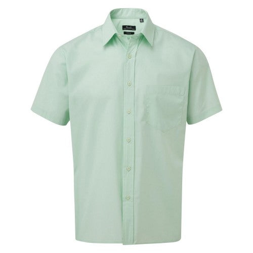 Front - Premier Mens Short Sleeve Poplin Shirt