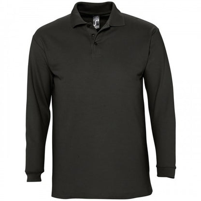 Front - SOLS Mens Winter II Long Sleeve Pique Cotton Polo Shirt
