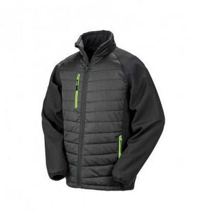 Front - Result Mens Black Compass Padded Soft Shell Jacket