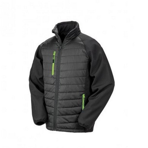 Front - Result Mens Black Compass Padded Soft Shell Jacket