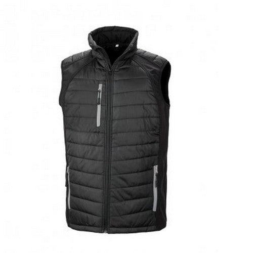 Front - Result Mens Black Compass Padded Soft Shell Gilet