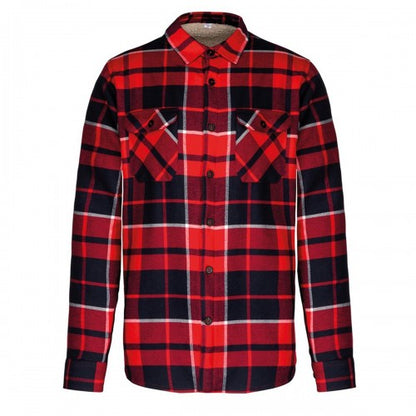 Front - Kariban Mens Sherpa Lined Checked Shirt Jacket