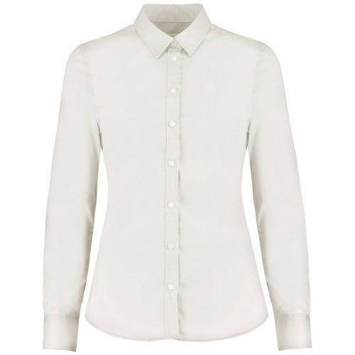 Front - Kustom Kit Womens/Ladies Long Sleeve Tailored Stretch Oxford Shirt