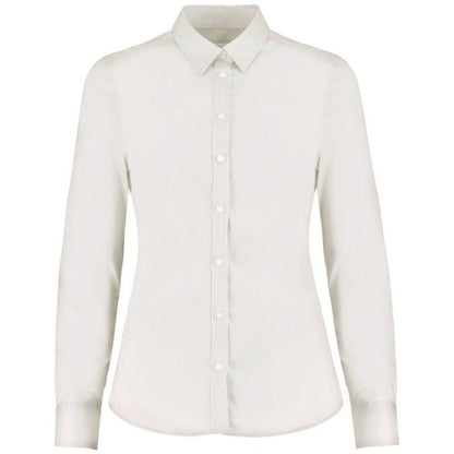 Front - Kustom Kit Womens/Ladies Long Sleeve Tailored Stretch Oxford Shirt