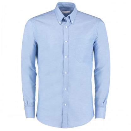 Front - Kustom Kit Mens Slim Fit Stretch Long Sleeve Oxford Shirt