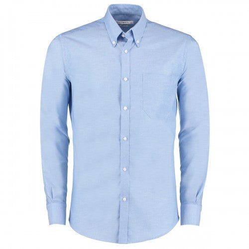 Front - Kustom Kit Mens Slim Fit Stretch Long Sleeve Oxford Shirt