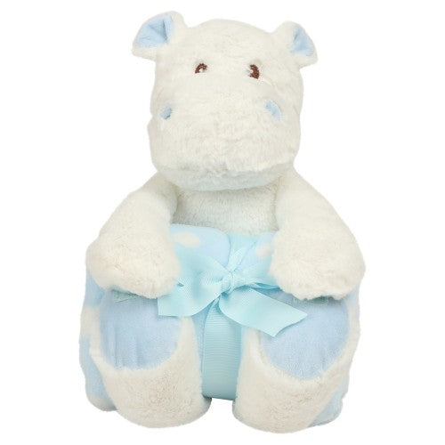 Front - Mumbles Hippo With Printed Fleece Blanket