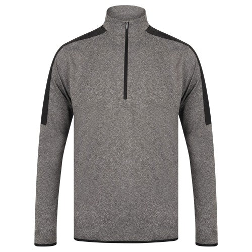Front - Finden & Hales Mens Contrast Zip Neck Midlayer Top