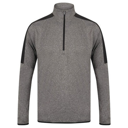 Front - Finden & Hales Mens Contrast Zip Neck Midlayer Top