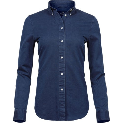 Front - Tee Jays Womens/Ladies Long Sleeve Casual Twill Shirt
