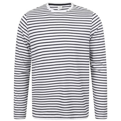 Front - Skinni Fit Unisex Long Sleeve Striped T-Shirt