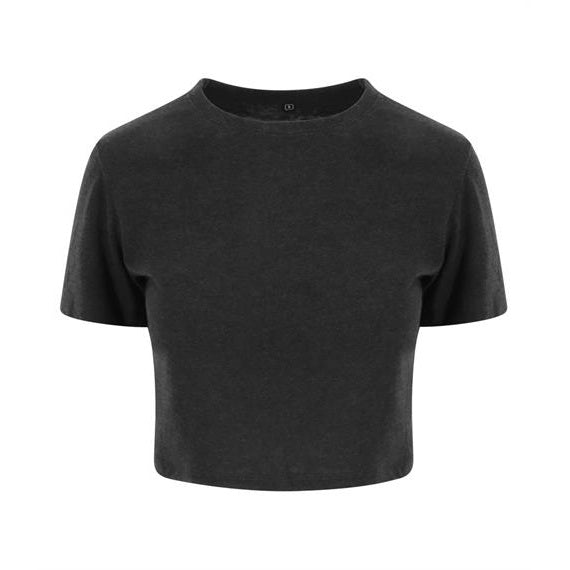 Heather Black - Front - AWDis Just Ts Womens Girlie Tri-Blend Cropped T-Shirt
