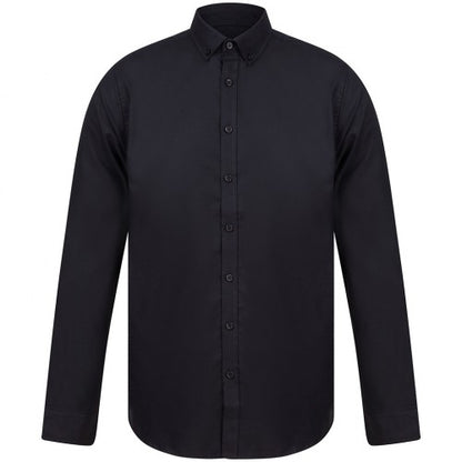Front - Henbury Mens Modern Long Sleeve Slim Fit Oxford Shirt