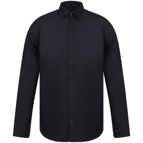 Front - Henbury Mens Modern Long Sleeve Slim Fit Oxford Shirt