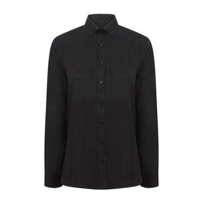 Front - Henbury Womens/Ladies Modern Long Sleeve Oxford Shirt