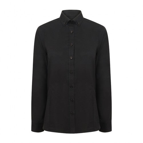 Front - Henbury Womens/Ladies Modern Long Sleeve Oxford Shirt