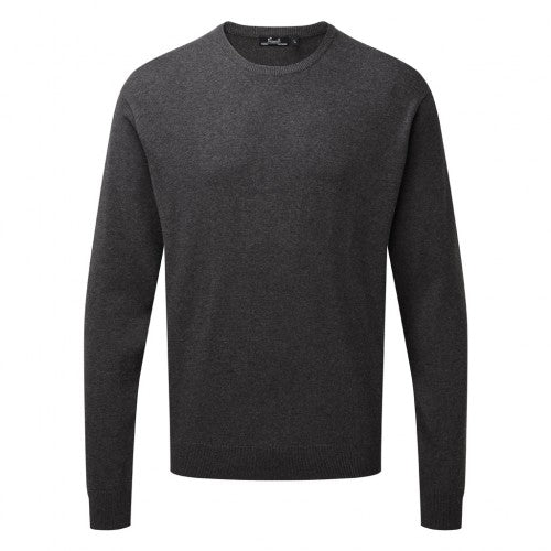 Front - Premier Adults Unisex Cotton Rich Crew Neck Sweater