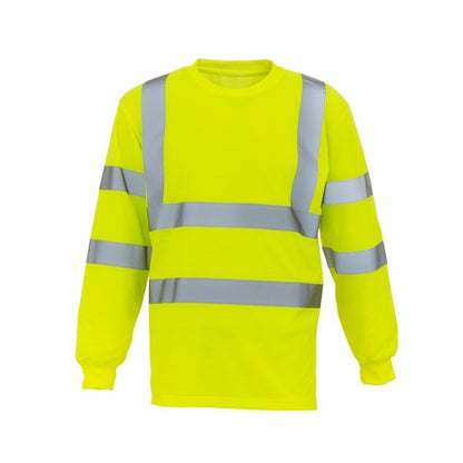 Front - Yoko Adults Unisex Hi-Vis Long Sleeve T-Shirt
