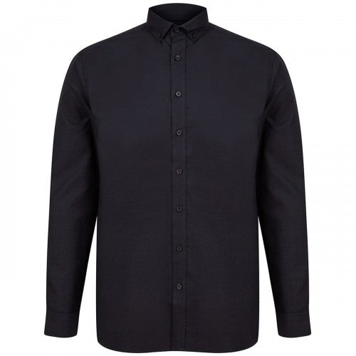 Front - Henbury Mens Modern Long Sleeve Classic Fit Oxford Shirt