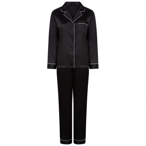 Front - Towel City Womens/Ladies Satin Long PJ Set