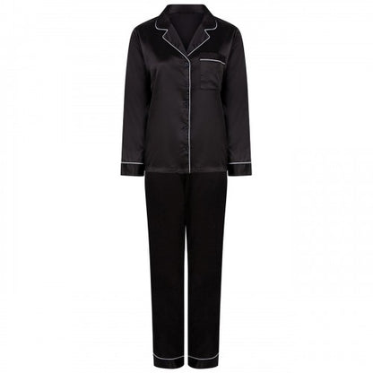 Front - Towel City Womens/Ladies Satin Long PJ Set