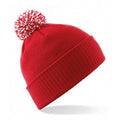 Black-Classic Red - Front - Beechfield Unisex Adult Beanie