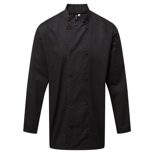 Front - Premier Mens Coolchecker Long-Sleeved Chef Jacket