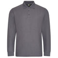 Charcoal - Front - PRO RTX Mens Pro Piqué Long-Sleeved Polo Shirt