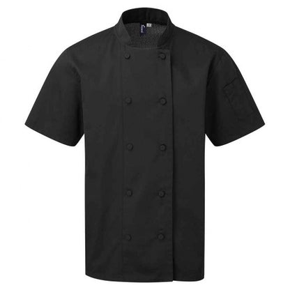 Front - Premier Unisex Adult Coolchecker Short-Sleeved Chef Jacket