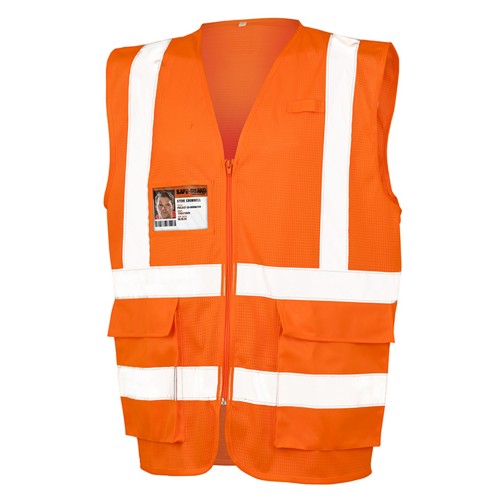 Front - SAFE-GUARD by Result Unisex Adult Executive Mesh Safety Hi-Vis Vest