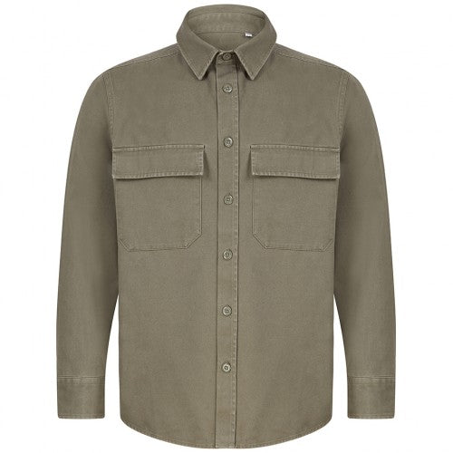 Front - Front Row Mens Cotton Drill Overshirt