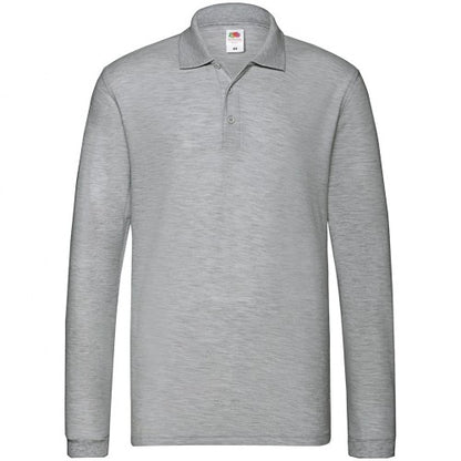 Front - Fruit of the Loom Mens Premium Pique Long-Sleeved Polo Shirt